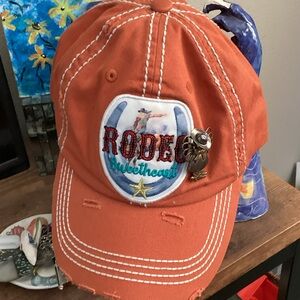 KBETHOS rust Rodeo Sweetheart Hat with a cowgirl angel pin